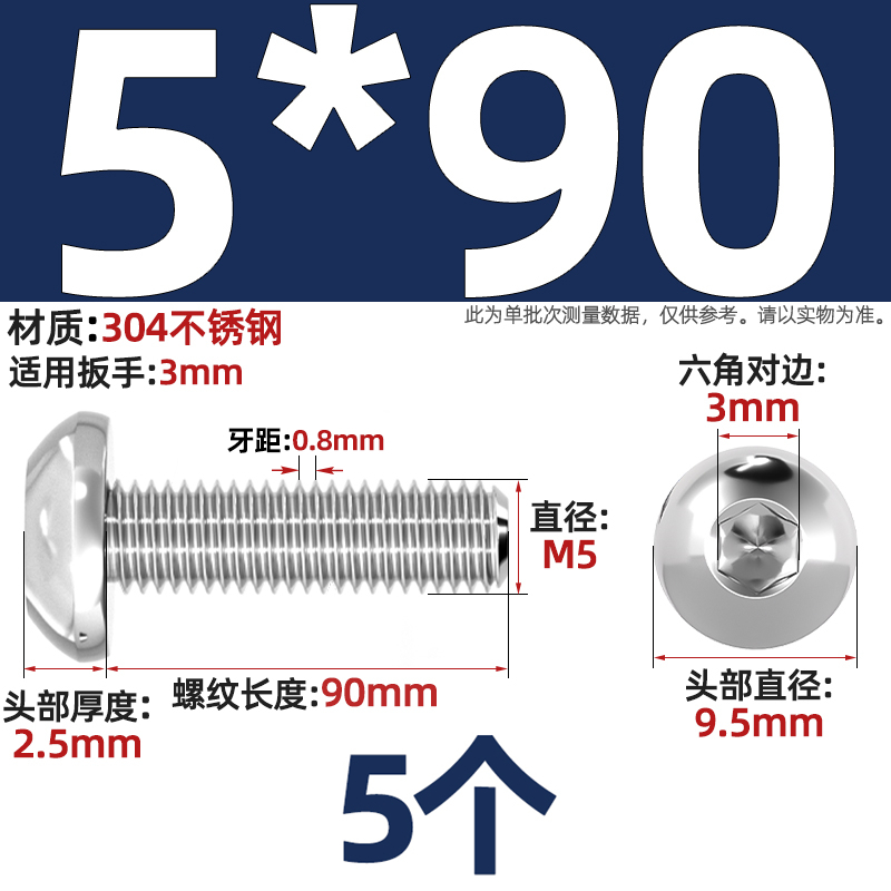圆头M5x90