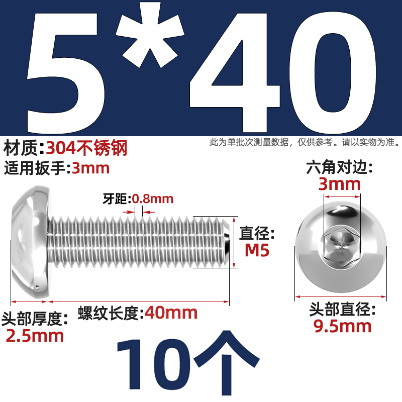 圆头M5x40