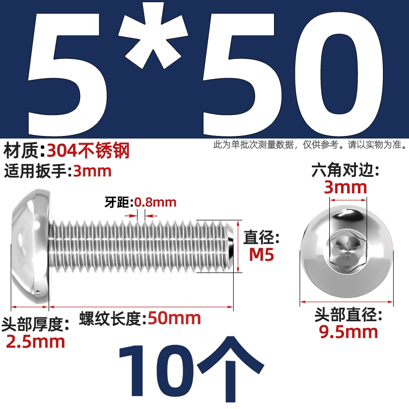 圆头M5x50
