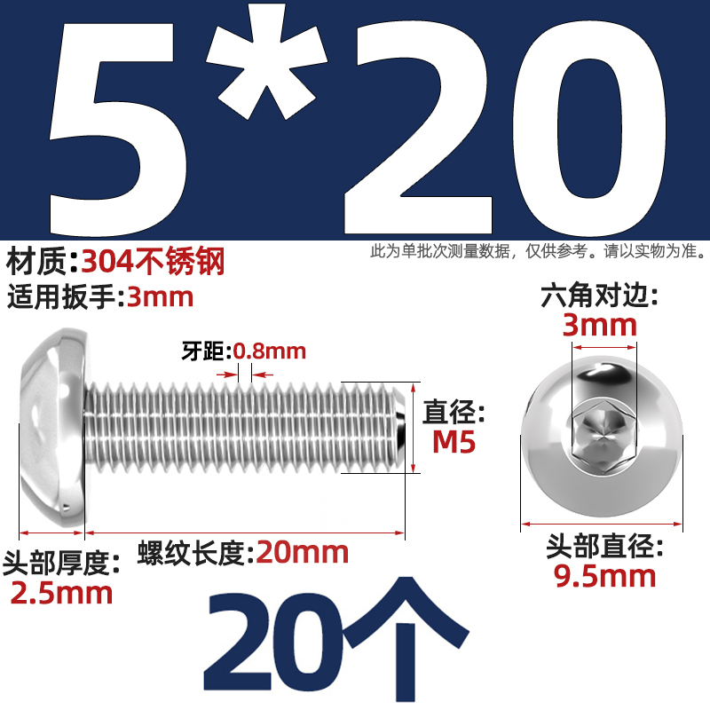 圆头M5x20